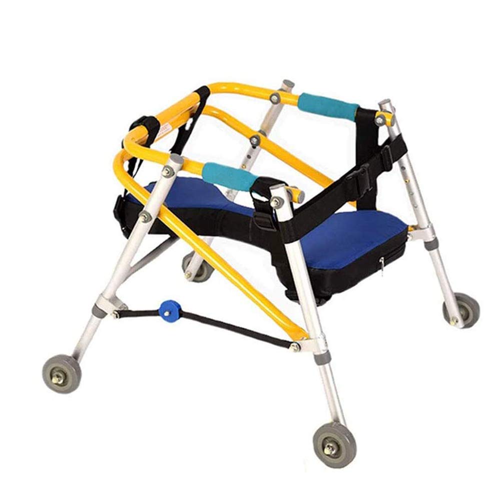 Rollators 4 Wheels Cerebral Palsy Walker Child,Limb Disability Handrails Crutches Child Standing Frame Adjustable Foldable Wheeled Walker