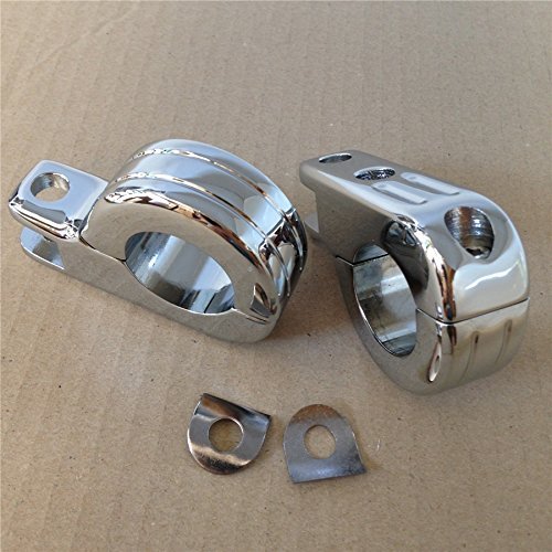 Httmt Mt216-055- Chromed Foot Rest Footpeg P-Clamp Mounting Kits Compatible With Harley 1 1/4 Inches Highway Bars #TOP1