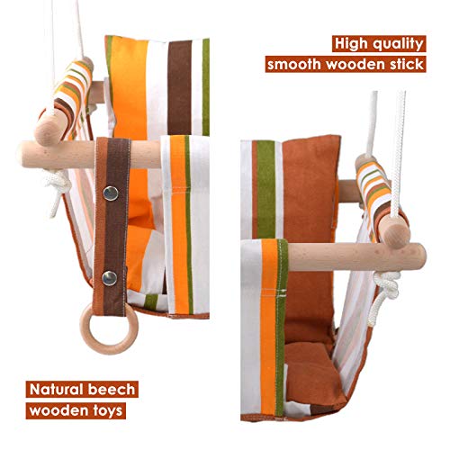 HAPPY PIE PLAY&ADVENTURE Secure Canvas Hanging Swing Seat Indoor Outdoor Hammock Toy for Toddler (Yellow) - Thumbnail 6