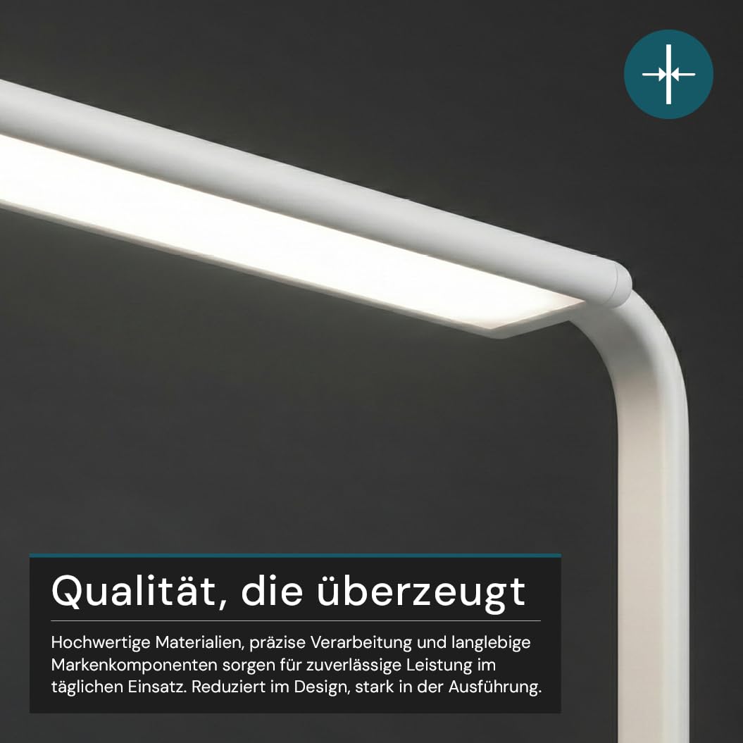 LUXULA LED Büro-Stehleuchte dimmbar, 60 W 3500 lm, 4000K Neutralweiß, Up/Downlight, UGR<16, CRI98, Touchbedienung, blendfreies Licht, Monitor, Büro, Arbeitszimmer, Homeoffice, modernes Design, Weiß