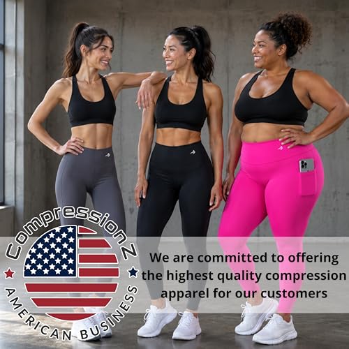 CompressionZ Women's Compression Leggings High Waisted Performance Shaping Gym, Pilates, Travel, Yoga, Workout Pants