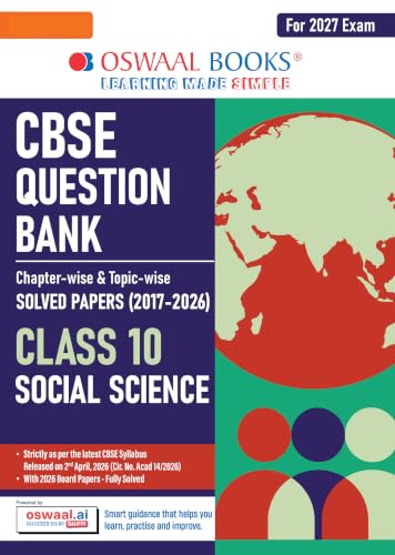 Image of Oswaal CBSE Class 10 Social Science Question Bank | Chapter & Topic-wise Solved Papers (2017-2026) | Based on Syllabus (April 2026) | Includes 2026 Papers | For 2027 Exam