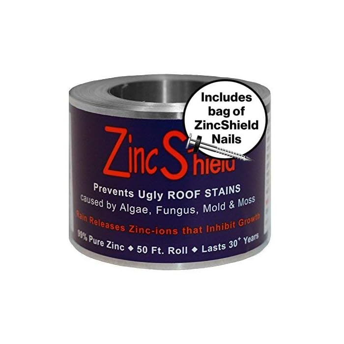 Buy ZincShield Pure Zinc Strip to Avoid Ugly Roof Stains from Moss, Algae, Fungus, and Mildew