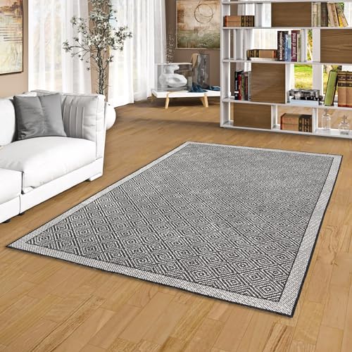 Tapis plat double-face Pergamon Hampton noir chiné grand format résistant - 2