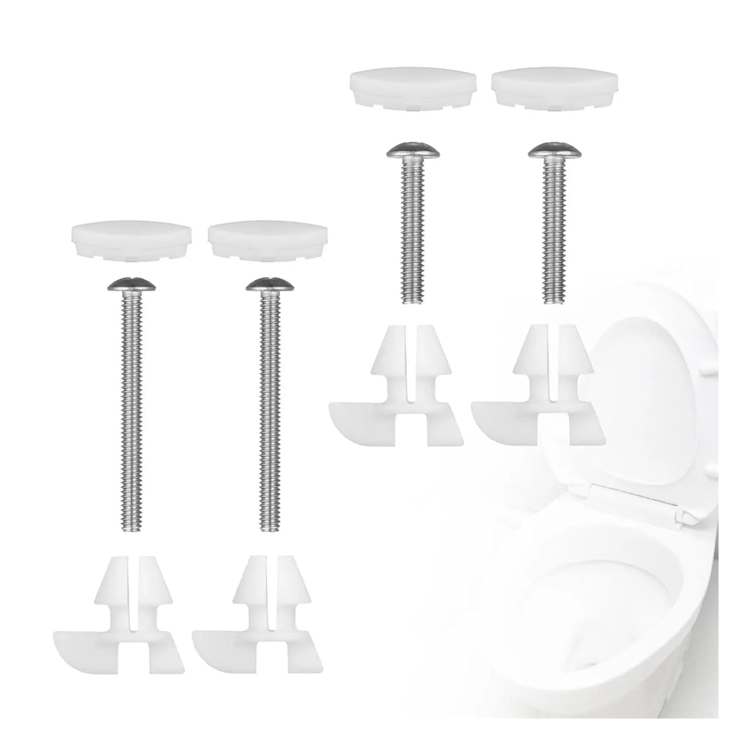 Toilet Seat Screws 4pcs Toilet Seat Bolts Easy Install Repair Kit Increased Stability Noise Reduction for Bathroom(Short)