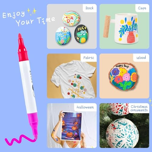 Image of Wynhard Dual Tip Acrylic Marker Paint Pens Set 12 Pastel Colors Paint Marker Acrylic Paint Pens for Painting Brush Markers for Artists Journals DIY Crafts Calligraphy Drawing, Sketching Markers Set