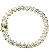 14K Gold Moissanite Tennis Bracelet for Women,Dainty Heart Shape Moissanite Love Chain Bracelet,D...