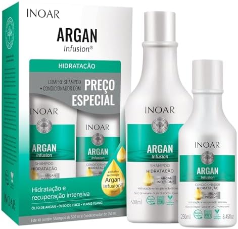 INOAR Kit Shampoo 500Ml + Condicionador 250Ml Argan Hidratação, H...