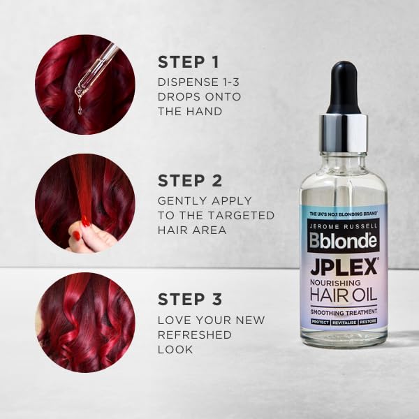 Jerome Russell BBlonde JPLEX Nourishing Hair Oil - Leave In Treatment for Shiny Smooth, Frizz-Free Hair, With Heat Protection, 50ml - Image 4