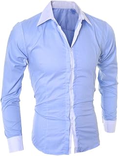 LOIJMK Long Sleeve Shirt Men's Slim Casual Shirt Tops Lapel Collar Shirts Blouse Men Leisure Business Shirt Tops Work Long Sleeve Shirts Shirt Blouse Funky Men's Shirts Work Shirt Sweatshirt