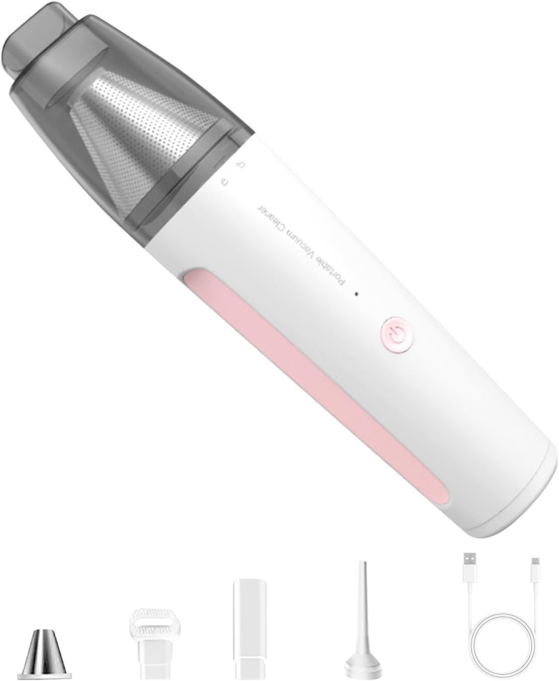 Vehicle Vacuum Cleaner-Portable Vehicle Vacuum Cleaner Powerful Suction Compact Design for Car Interior Cleaning Peach