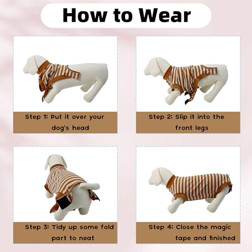 Image of Dog Surgery Recovery Suit Spay Recovery Onesie for Female Male Dogs | Soft,Breathable,Anti-Licking,Post-Op,Surgical Suit,for Abdominal Wounds,Alternative to E-Collar Cone,for Small Pets Brown S