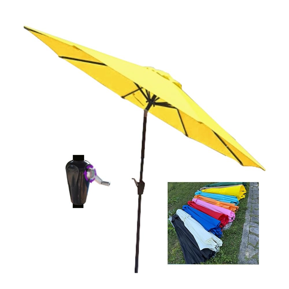 270cm Ombrello Da Patio Anti UV Ombrellone Da Giardino 8 Costole | Rotondo Ombrellone Da Balcone Con Manovella Parasole Inclinabile Palo In Acciaio