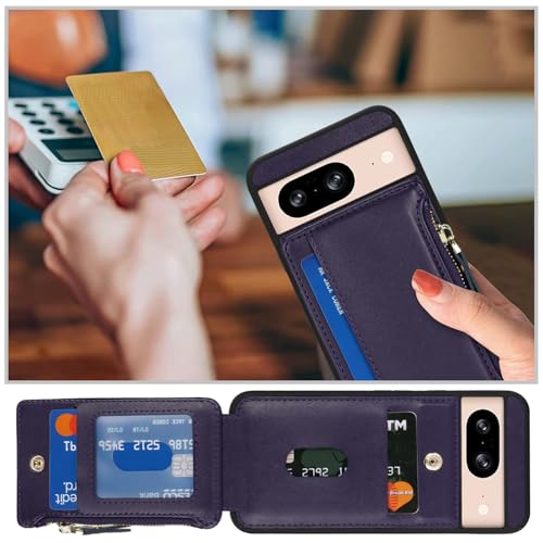 Image of Cavor for Google Pixel 8 Case Wallet with Card Holder, Purple