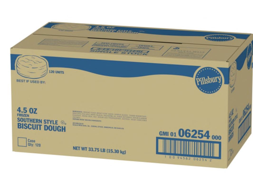 Pillsbury, Frozen Southern Style Biscuit Dough (1 case with 120 biscuits) by General Mills – 4.5 Ounces, Golden Brown