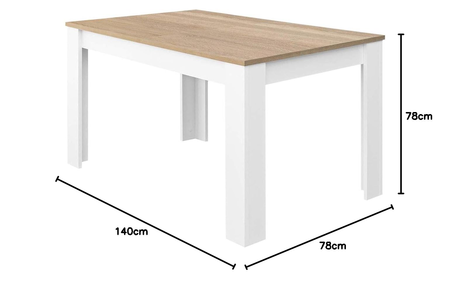 Habitdesign Mesa de Comedor Extensible, Mesa salón o Cocina, Acabado en Color Blanco Artik y Roble Canadian, Modelo Kendra, Medidas: 140-190 cm (Largo) x 90 cm (Ancho) x 78 cm (Alto) - 4
