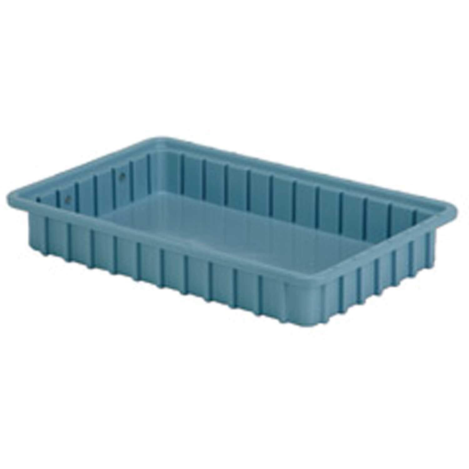 LewisBins Divider Box, 16-1/2" x 10-7/8" x 2-1/2", Light Blue, Lot of 6
