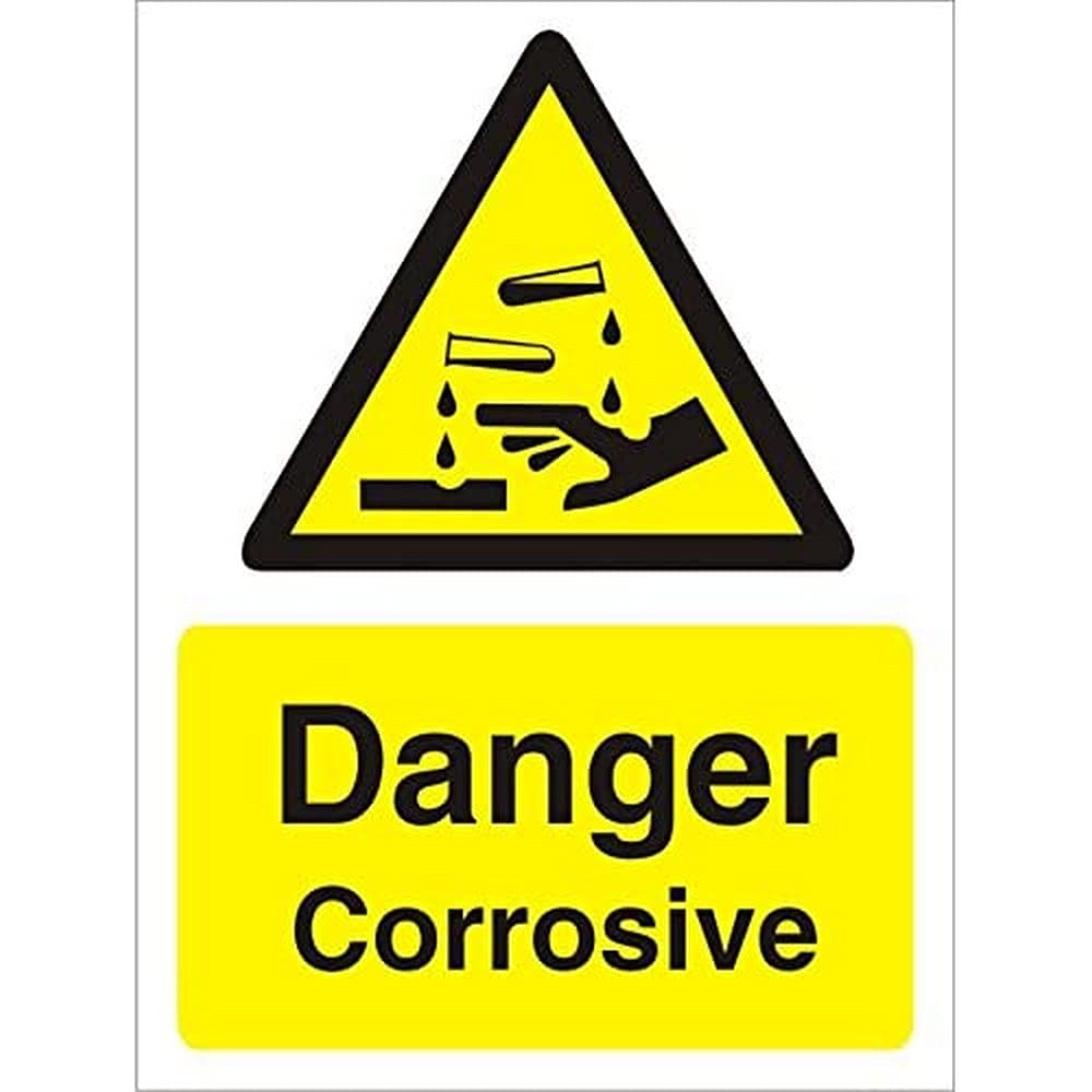 Seco Danger Corrosive Sign, 150mm x 200mm - 1mm Semi Rigid Plastic