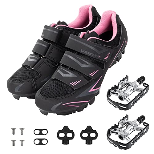 Venzo Damen MTB Fahrradschuhe mit Multifunktions-Clip-Less Pedale & Cleats...