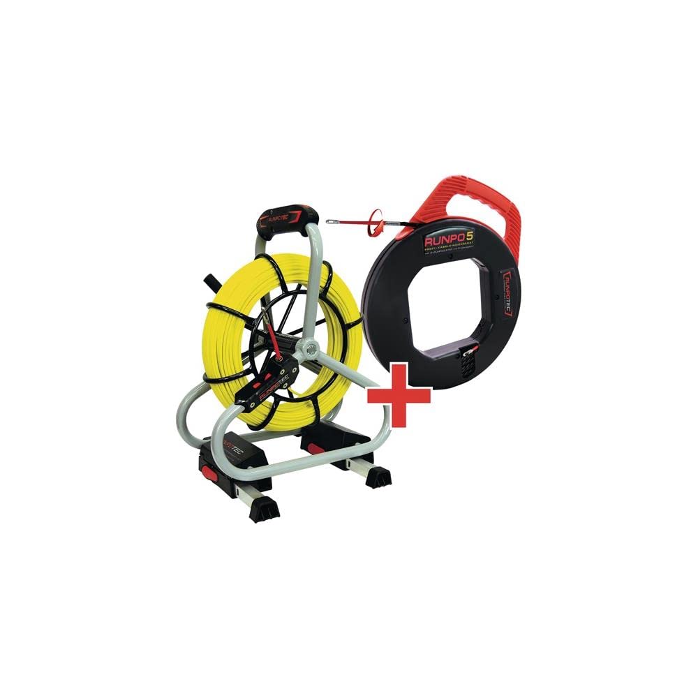 Runpotec Profi-Set - Varilla de Fibra de Vidrio (diámetro de 4,5 mm a 60 m, Rosca RTG, diámetro de 6 mm, Incluye Sistema de Recogida de Cable Runpo5, 30 m), Color Negro