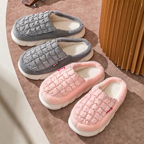 Yuhaotin Black Fuzzy Slippers For Women Orthotic Preppy Slippers Couple Women's Winter Indoor Home Plus Velvet Warm Thick Bottom Non Slip Cotton Slippers Womens Outdoor With Arch Support #TOP6