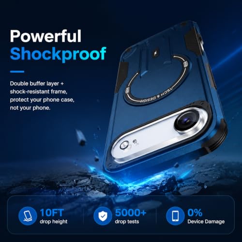 Image of ZORBES Phone Cover for iPhone 17 Air with Invisible Kickstand, Shockproof | Phone Case with Privacy Tempered Glass Screen Protector & Camera Lens Protector for iPhone 17 Air, Blue