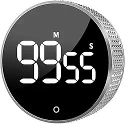Temporizador Digital Rotativo Magnético para Cozinha, Estudos, Foco, Timer com Display LED Contagem Regressiva Profissional