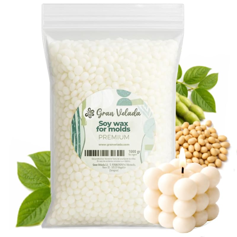 Gran Velada – Cera de Soja Moldeable 1kg | Alto Punto de Fusión | Cera Natural de Origen Vegetal para Velas Caseras | Cera Vegana para Moldes y Figuras Decorativas