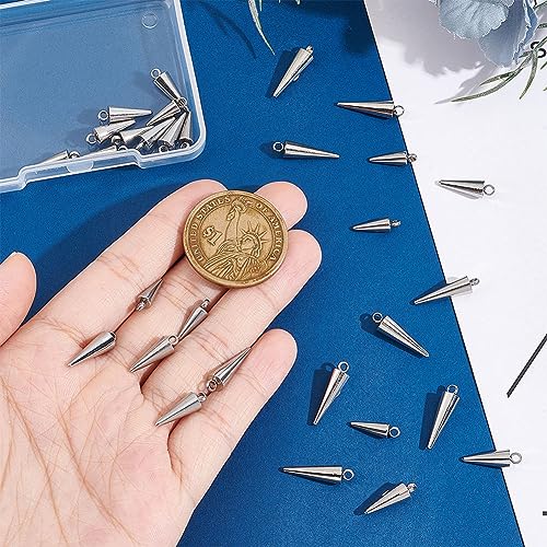 UNICRAFTALE 30pcs Stainless Steel Cone Charm 3 Sizes Punk Style Charm Spike Pendants Dangle Charm for Necklace Earring Bracelet Jewelry Making - Image 4