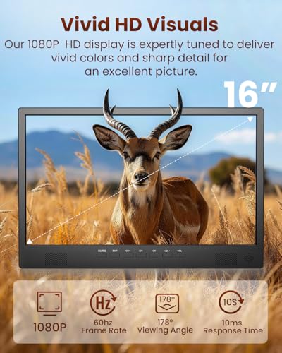 Desobry 16 Inch Small Smart TV, LCD Small Kitchen TV with WiFi, Bulit-in 180°Adjustable Stand/ATSC Tuner/HDMI/AV/USB for Camping, Bedroom, RV, Patio, Indoor & Outdoor Use - Image 5