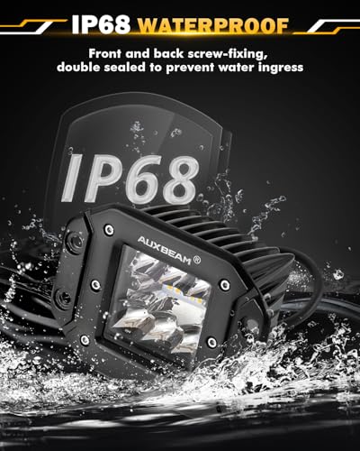 Image of Auxbeam 5 Inch Flush Mount Led Light Pods, Amber Flush Mount Bumper Fog Lights 6 Modes Strobe Cube Pod Light Bar Yellow Spot Flood Offroad Driving Ditch Lights for Truck Jeep Car ATV