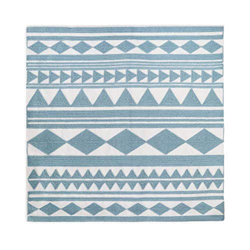 Hodeco Embroidery Throw Pillow Cover 18X18 Home Décor Light Blue Geometric Cushion Cover Diamond Triangle Pillow Case Teal Floor Pillow Cover For Couch Sofa Chair 100% Cotton 45X45Cm thumb #1