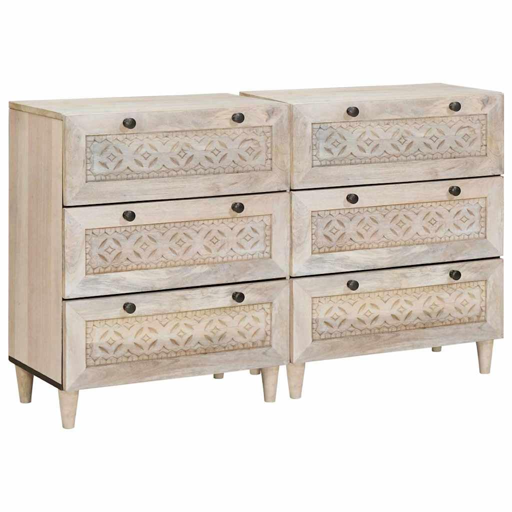 Set di 2 credenze in legno massiccio di mango, 120 x 33 x 75 cm