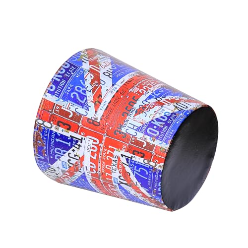 Image of PU Leather Small Trash Can Wastebasket, Round Garbage Container Basket for Bathrooms, Laundry Room, Kitchens, Offices, Kids Rooms, Bedrooms,Dorms,Home Decorative Art Bin, 2.9 Gallon (Union Jack)
