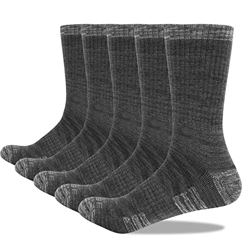 LKZL 5 Paar Herren Wicking Atmungsaktive Wandersocken, Kissen Gemütlich Casual Crew Socken Outdoor Wandern Trekking Walking Sportliche Socken (Color : Grey, Size : XL) Cover