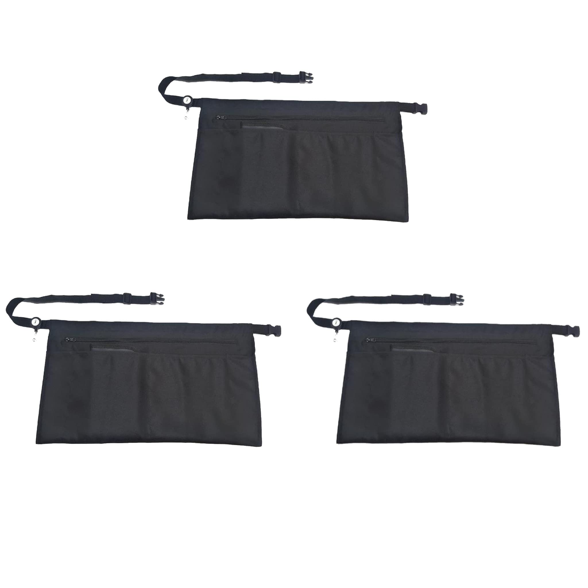 iServ Clip-on Black Half Apron with Zipper Pocket (22x13 inches) Waist Apron. Home| Kitchen| Teacher| Waitress| Server Apron
