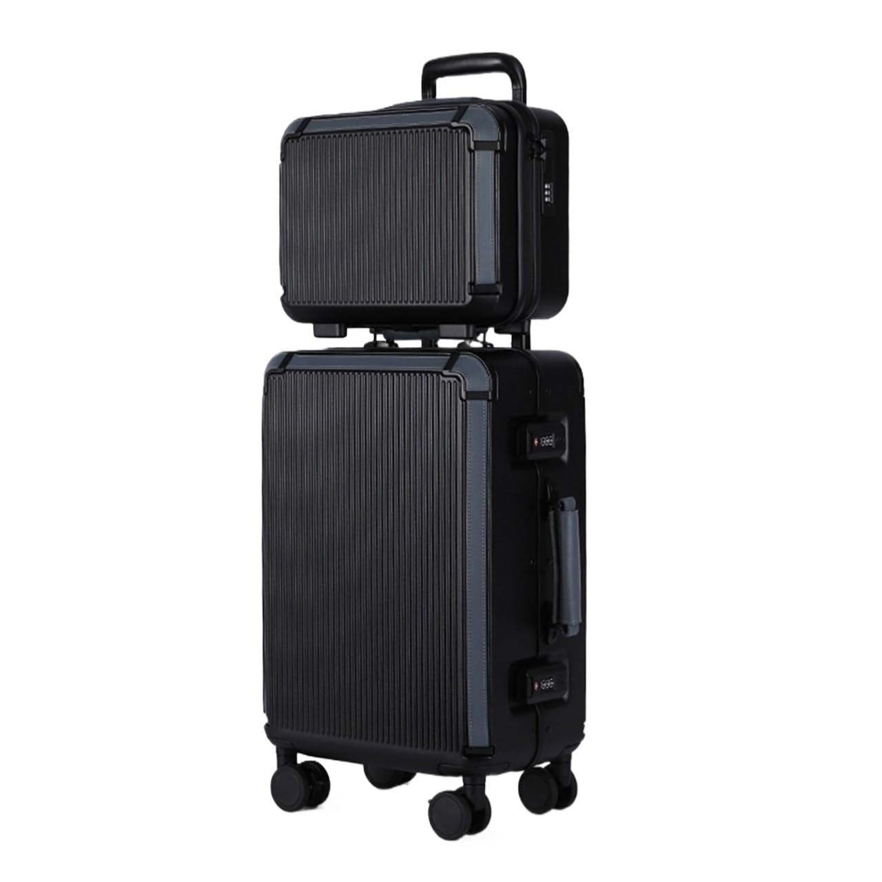 Walizka Podróżna Z Uchwytem Skórzanym I Aluminiową Ramą(Black,24inch)