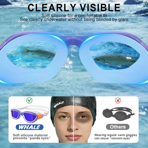 Image of Whale Swim Goggles Polarized Anti-Fog Lenses, Unisex | 100% UV Protection | Anti-Fog Goggles High Definition, Wide-Angle View