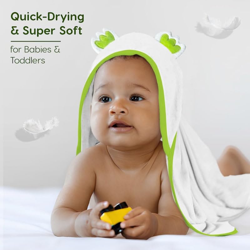 Image of Premium Baby Hooded Towels Absorbent, with Free Bath Sponge