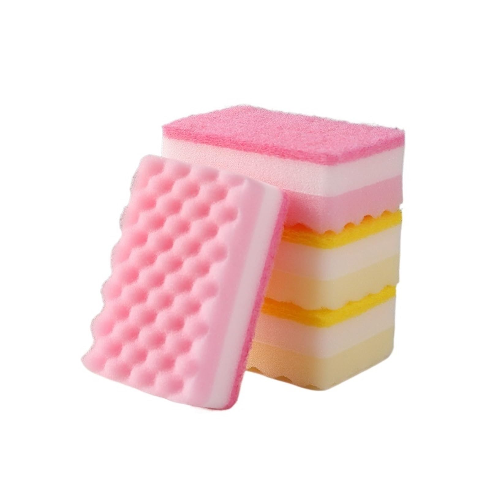 WZPTLKIBAD 4-Piece Wave Dishwashing Sponge Block, Double-Sided Scrubber