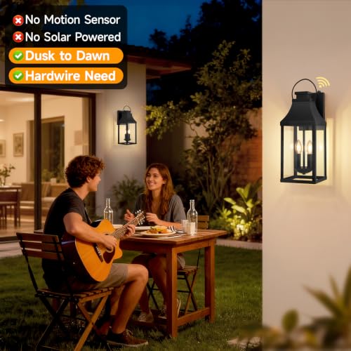 Image of Dusk to Dawn Exterior Lighting Fixtures, Black Sensor Outdoor Porch Lights