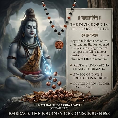 Image of Gratify Karungali Wood & Rudraksha Mala | 54 Natural Ebony Beads with 5 Mukhi Rudraksha Pendant | Silver Capped Spiritual Prayer Mala for Protection, Positivity & Meditation