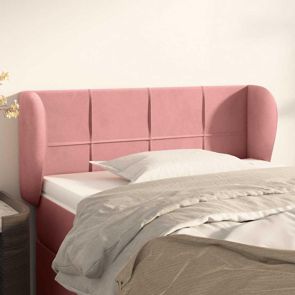 Tête de lit avec oreilles en velours rose rembourrée, 83 x 23 x 78/88 cm, réglable en hauteur, avec pieds en bois stables, soutien dorsal confortable pour chambre à coucher, lit double et lit