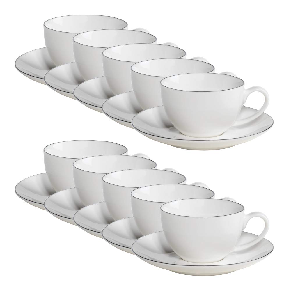 10er SET Maxwell & Williams Edge Espressotasse mit Untertasse, Premium-Keramik, FX0029