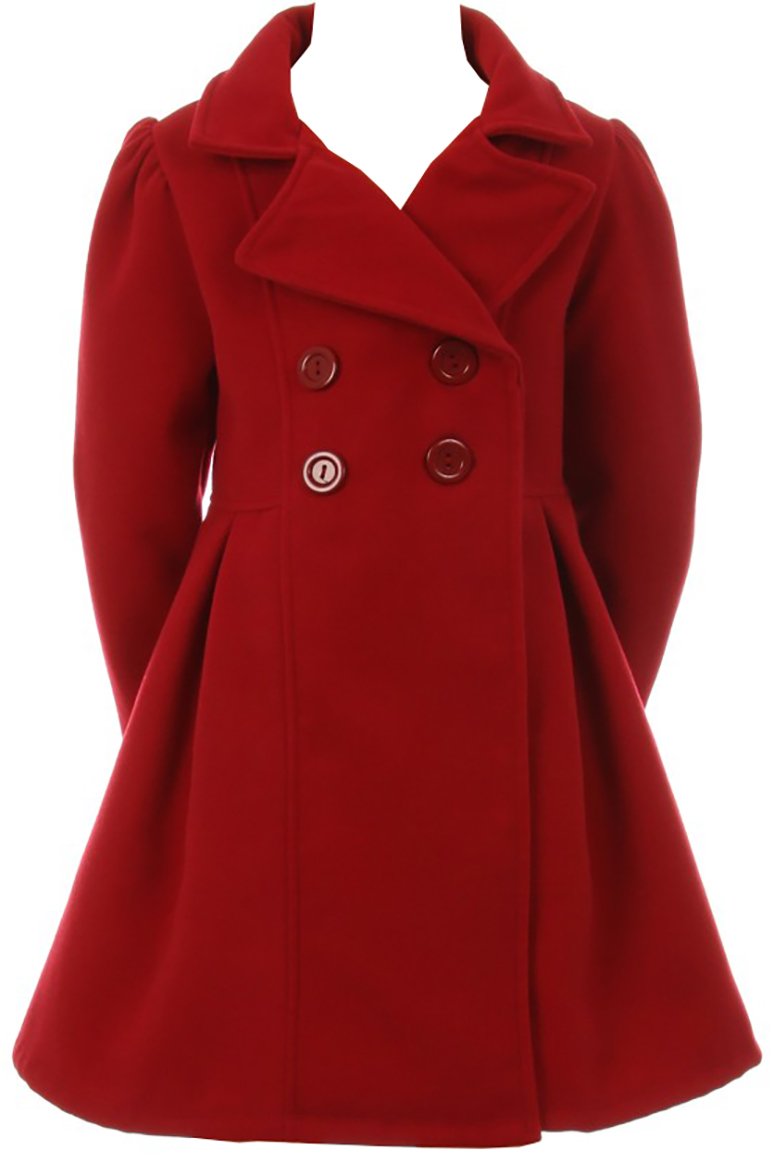 BluNight Collection Girls Dress Coat Long Sleeve Button Pocket Long Winter Coat Outerwear 2-14