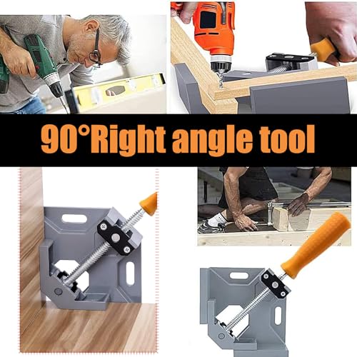 4 Stück Winkelspanner 90 Grad, Aluminium-Legierung Eckspanner, Mit Swing Kiefer, Single Handle, Winkelzwinge für Holzbearbeitung, Engineering Holzbearbeitung Fotorahme (4 Stück)