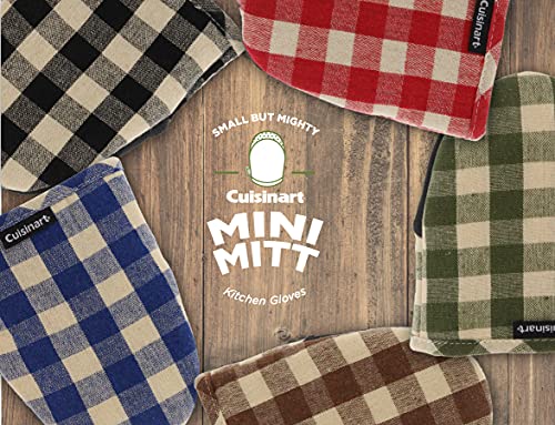 Cuisinart Buffalo Check Mini Oven Mitts - 2 Pack, Red And Ivory Plaid Design - Handle Hot Kitchen Items Safely - Non-Slip Grip Mini Oven Gloves With Insulated Pockets - 5.5 X 7.25 Inches #TOP6