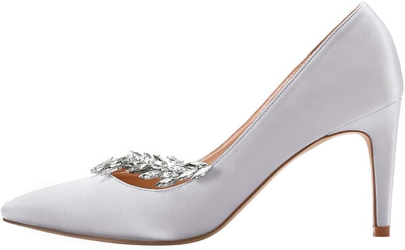 ERIJUNOR Pointed Toe Mid Heels Wedding Party Evening Dress Pumps for Women