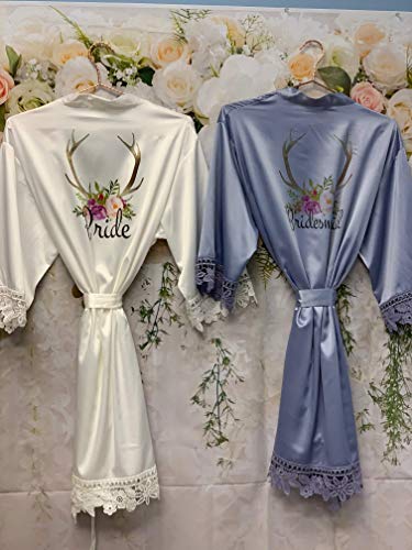 Generic Boho Wedding Robes Bridesmaid Silk Lace Bohemian Bridesmaids Gifts Horns Design Personalized Bridal Gown Proposal thumb #5