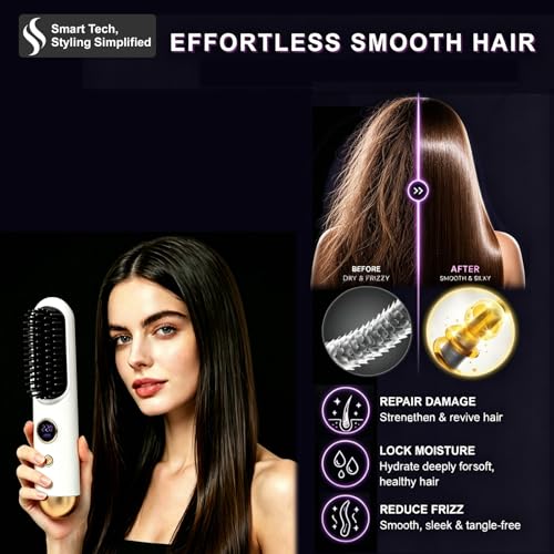 Cepillo alisador inalámbrico portátil para cabello miniatura 3